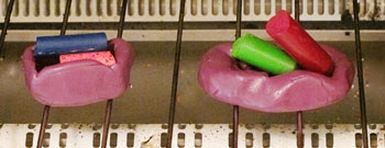 Broken crayons for remelting in silicone mold