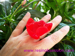 red poppy resin ring