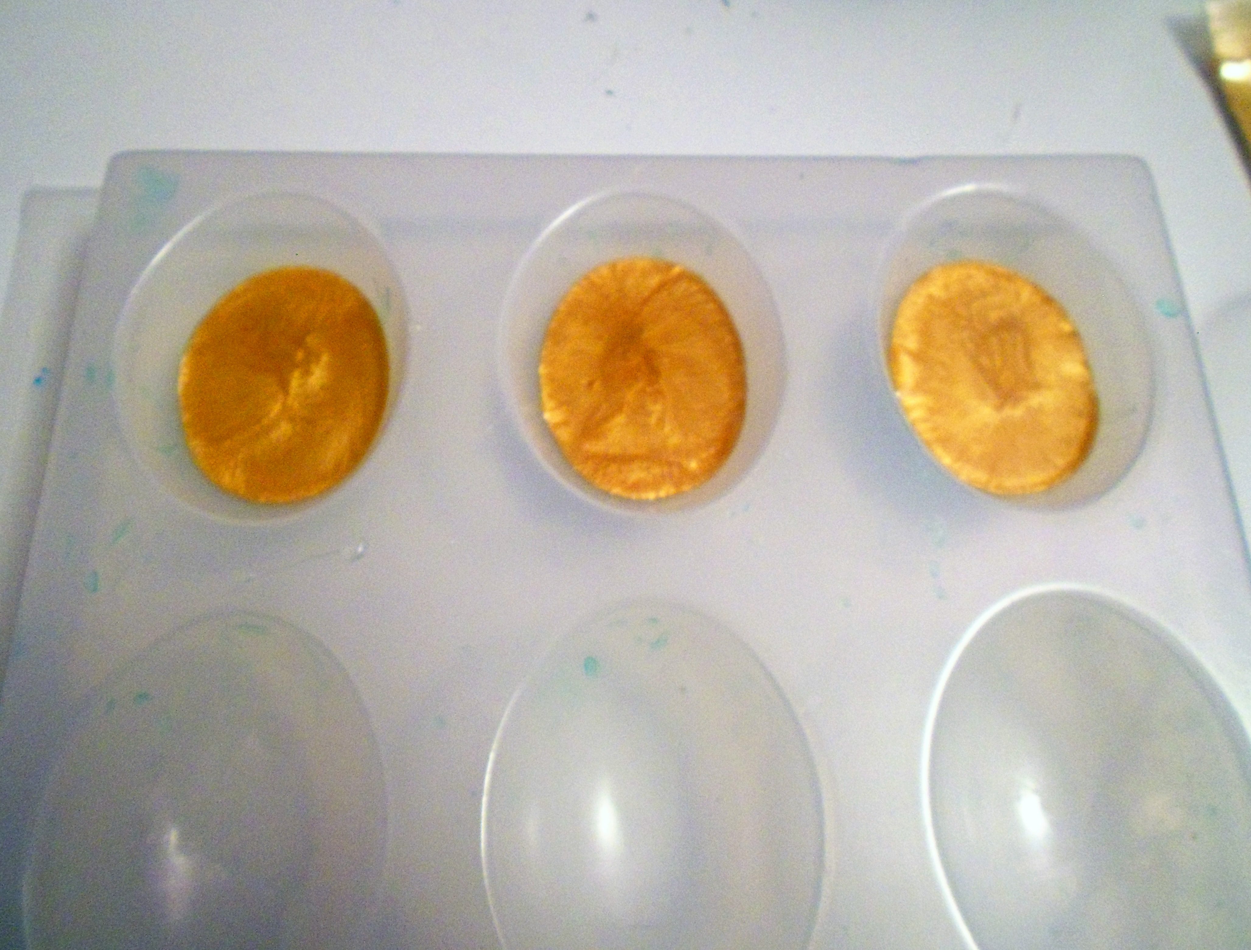 gold colored resin in mold