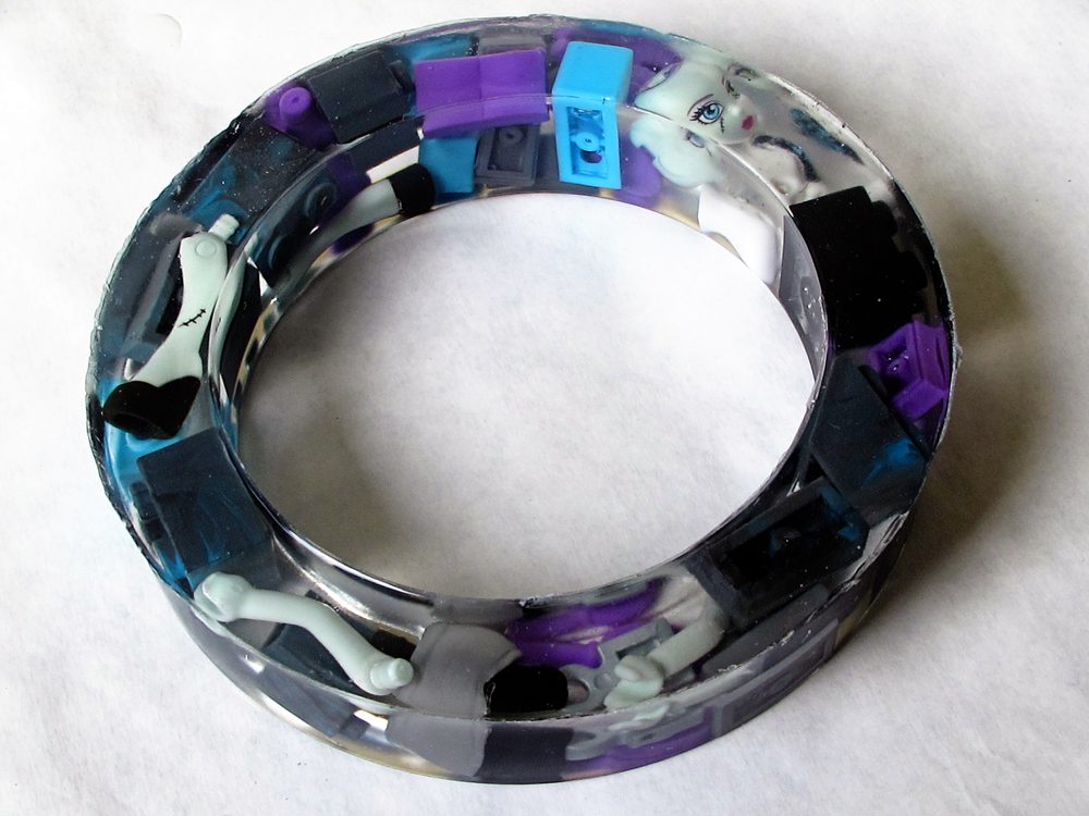 resin bangle bracelet with monster high doll pieces