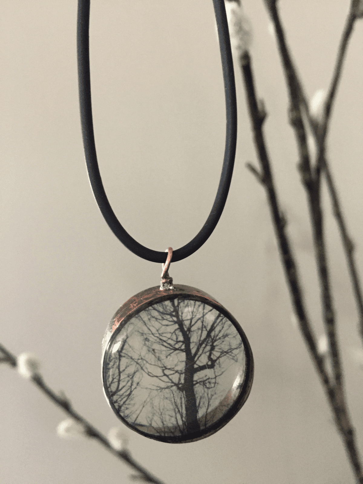 pendant with resin and transparencies