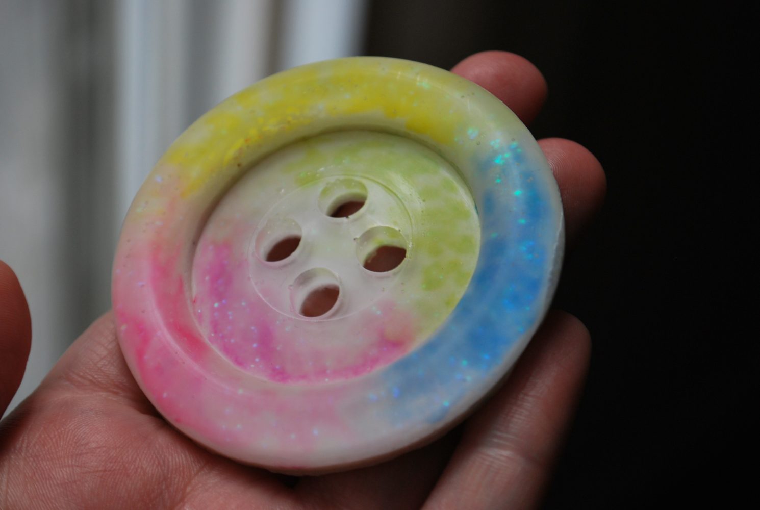 watercolor button made with resin