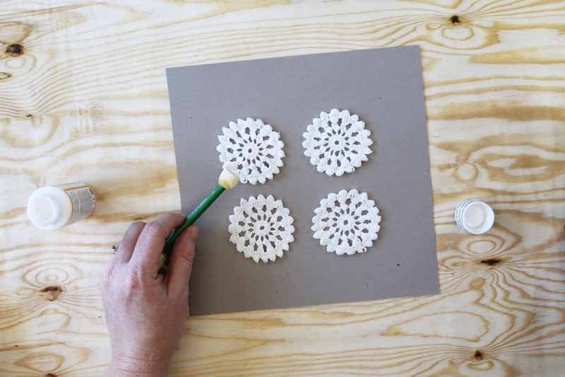 coating doilies with glue