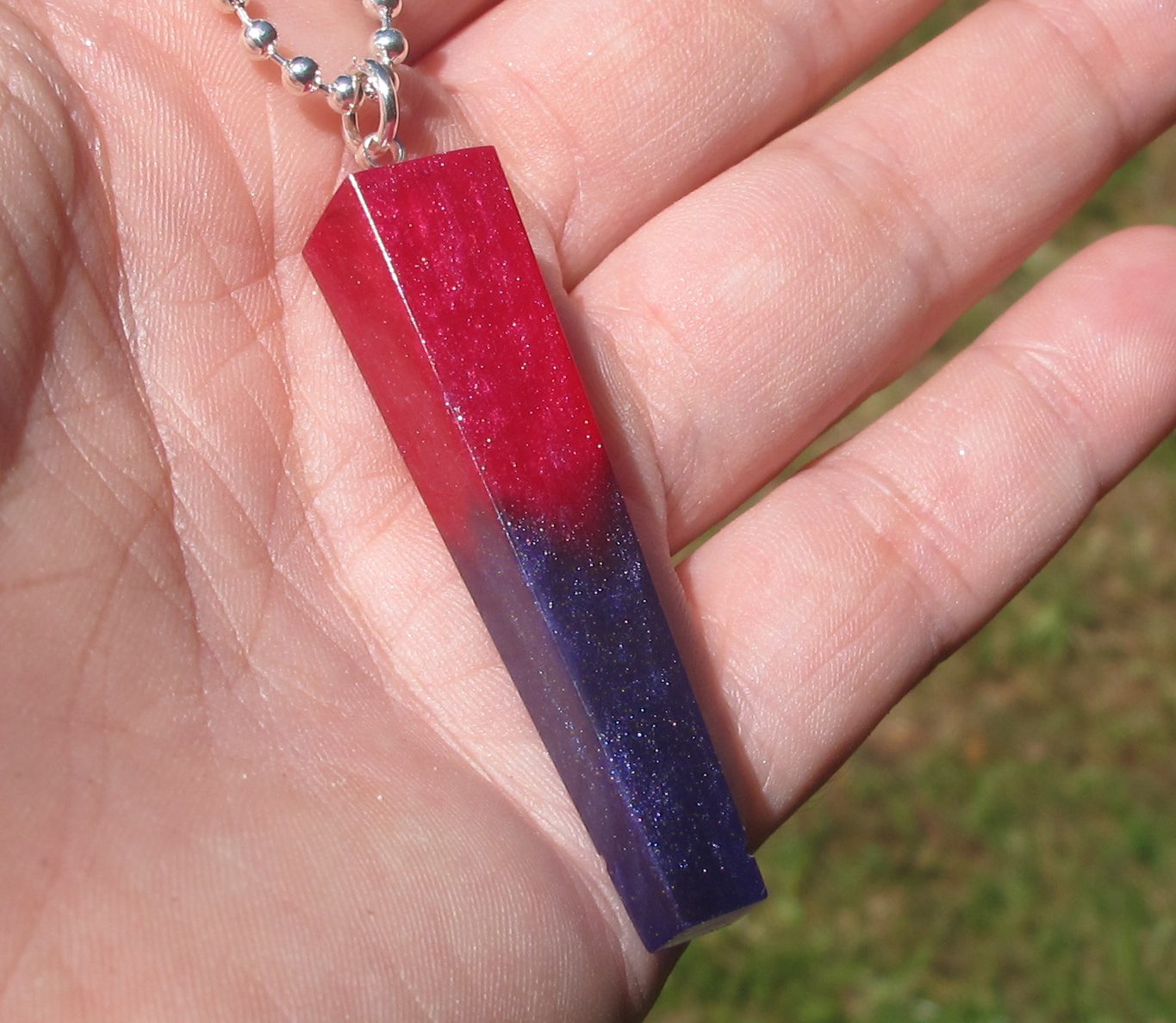 pink and purple resin pendant