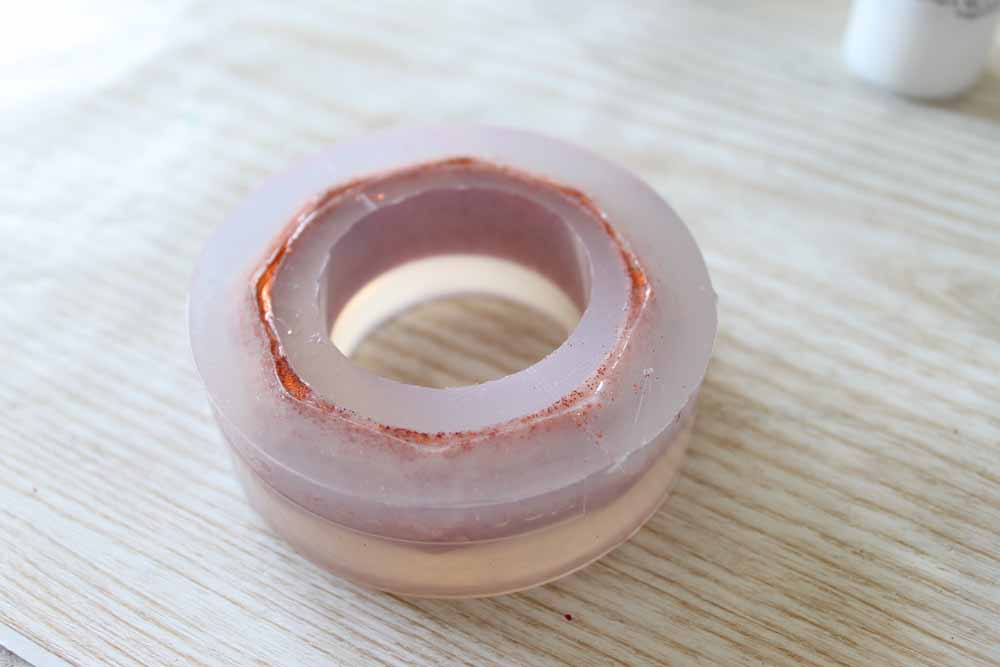 glitter resin napkin rings in mold