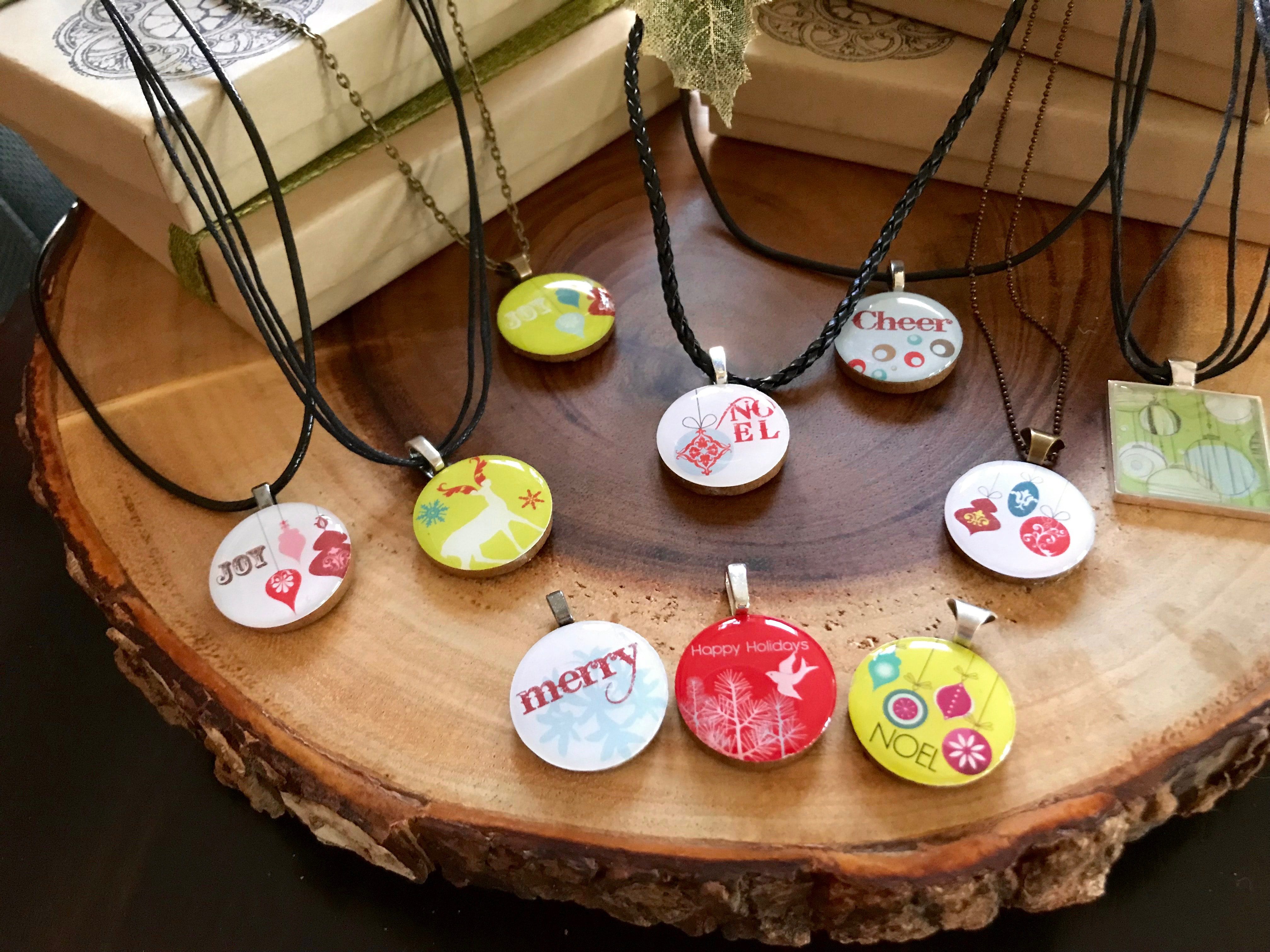 holiday resin necklaces