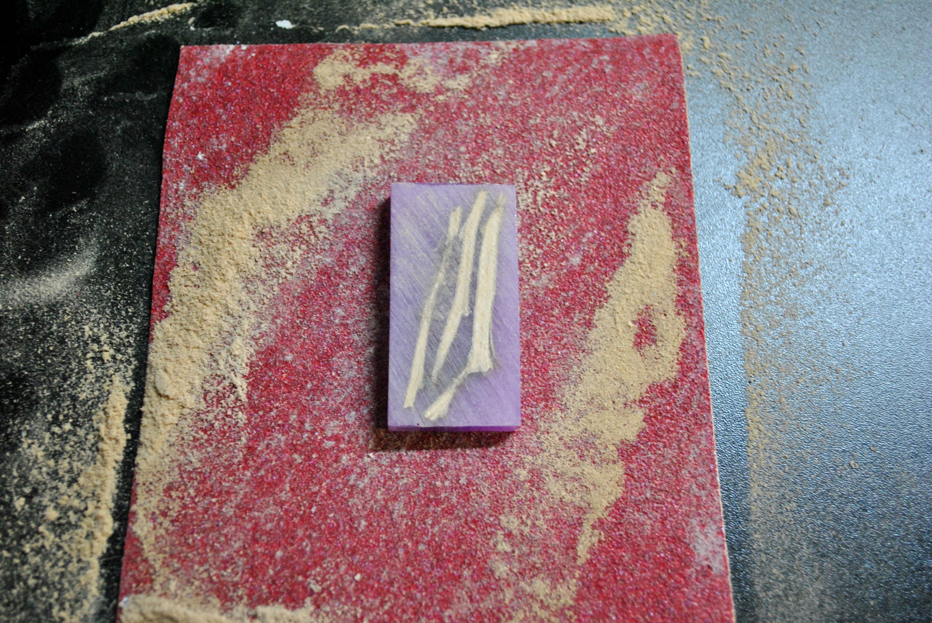 resain and wood pendant and 80 grit sand paper