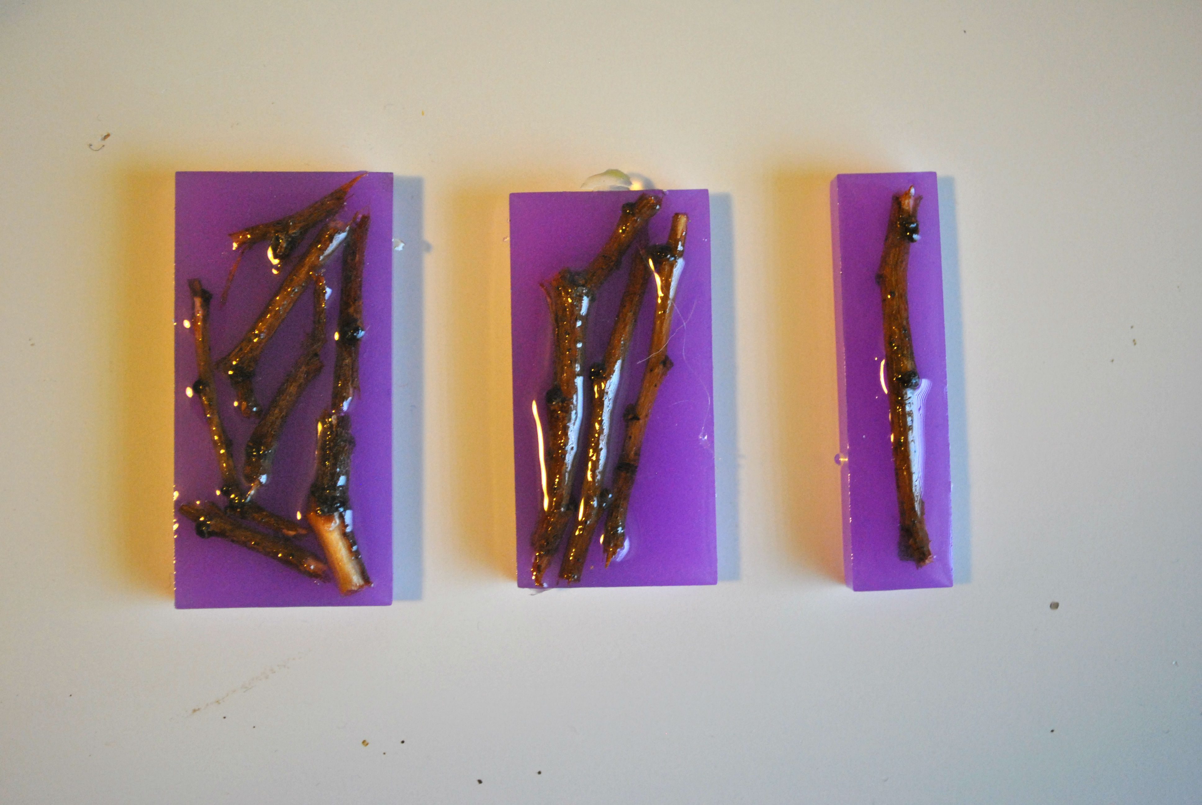 resin and wood pendants