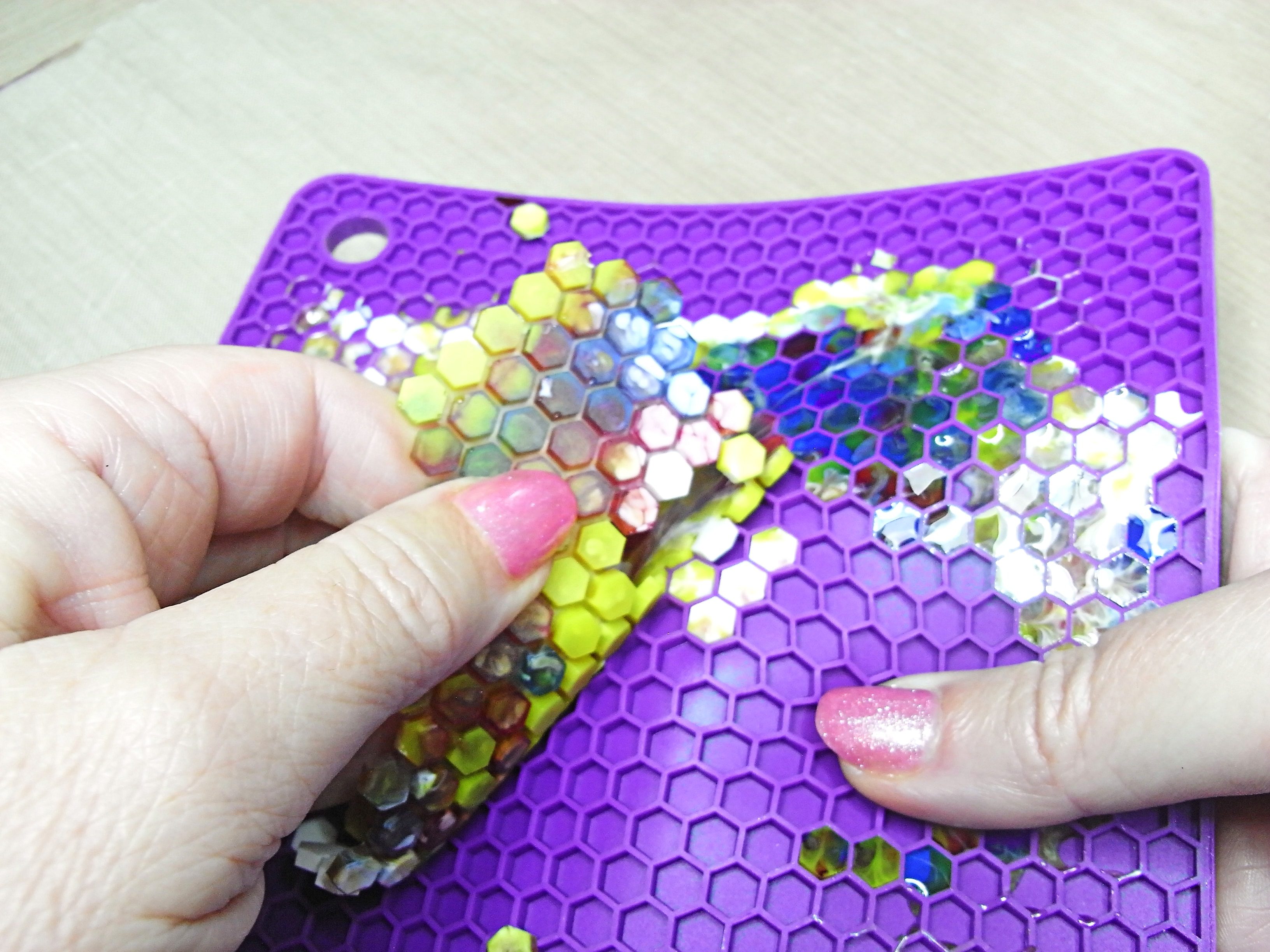 peeling resin pieces from silicone mat