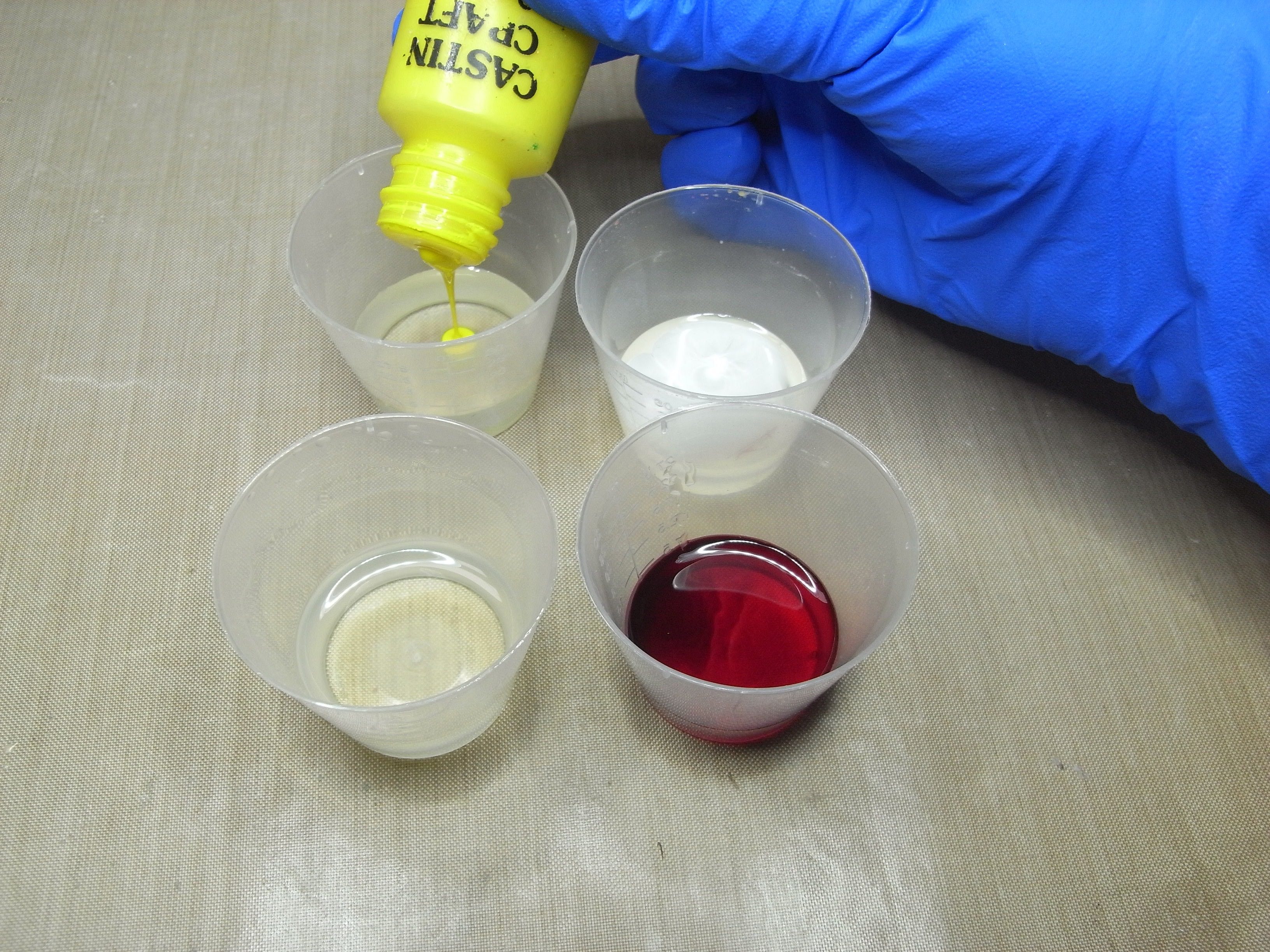 resin colorant being added to resin mix.