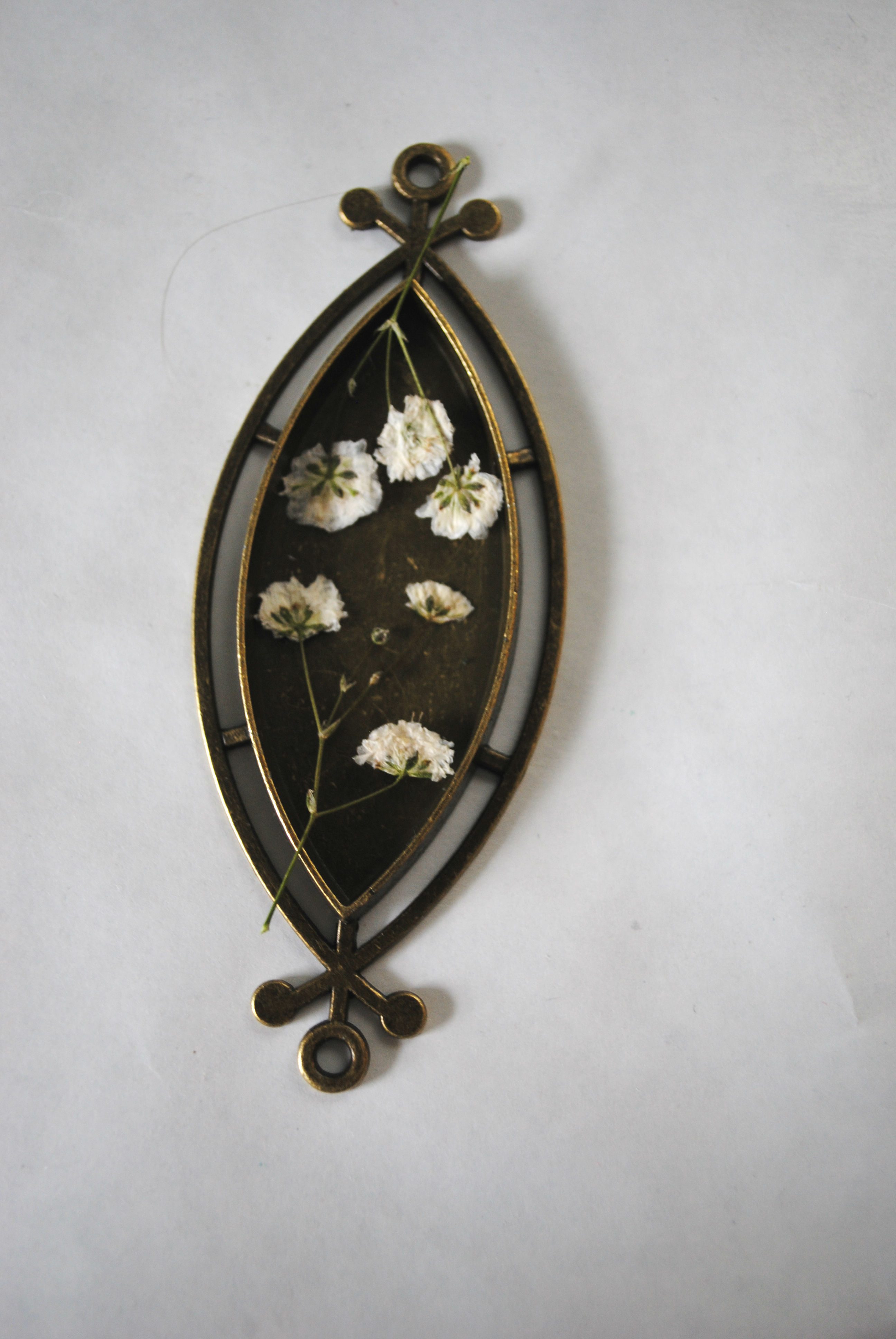 flower in resin jewelry blank