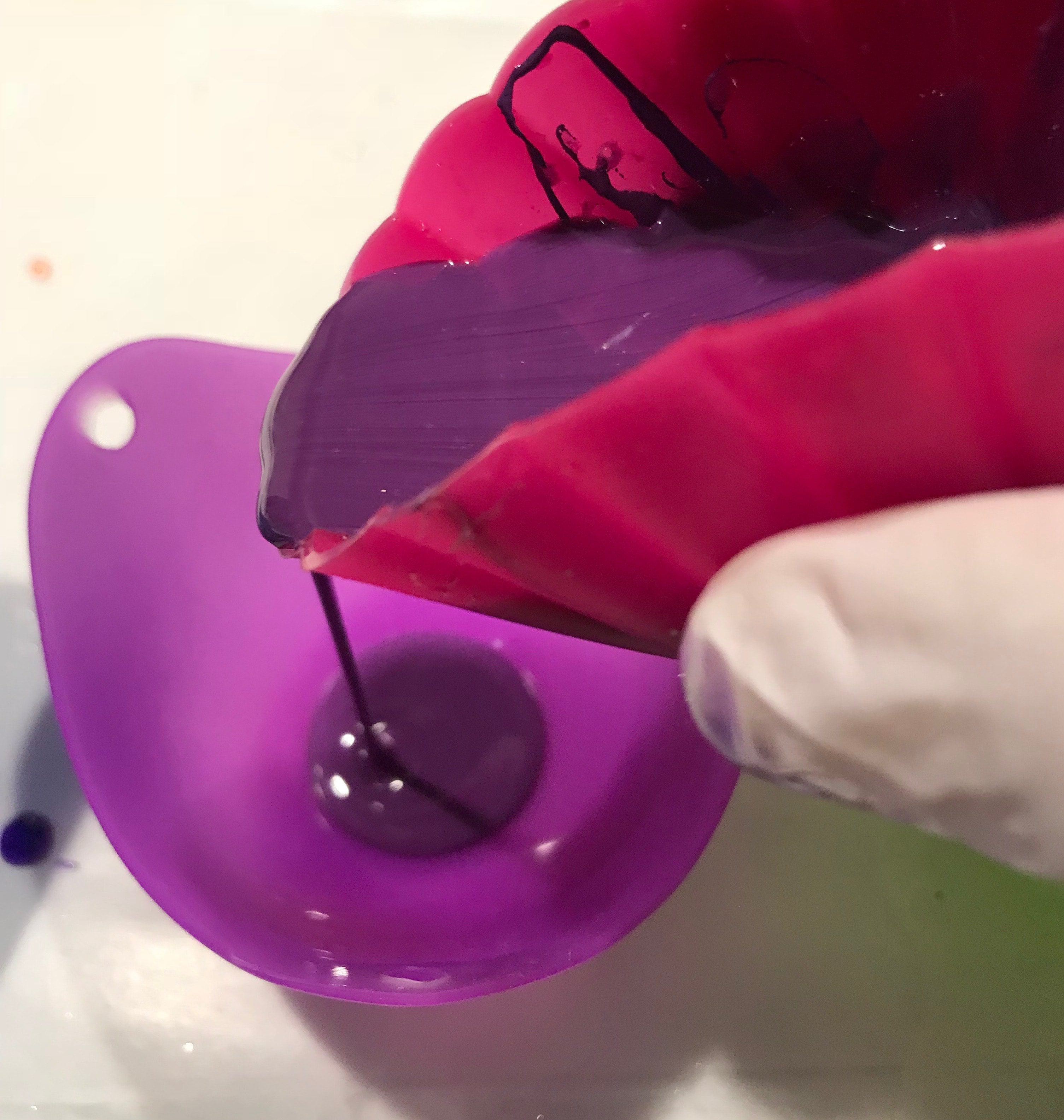 pouring resin into mold