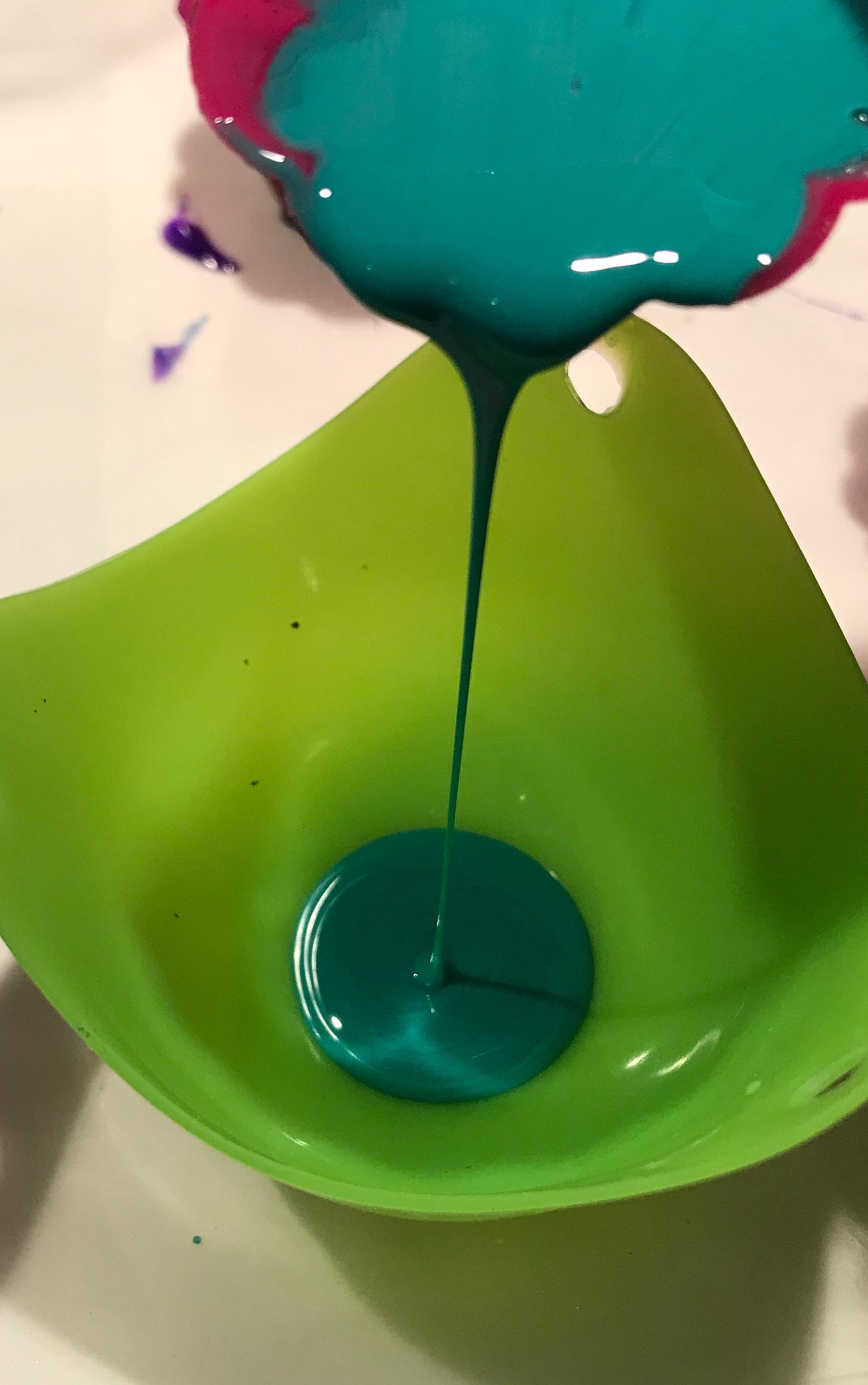 pouring resin into mold