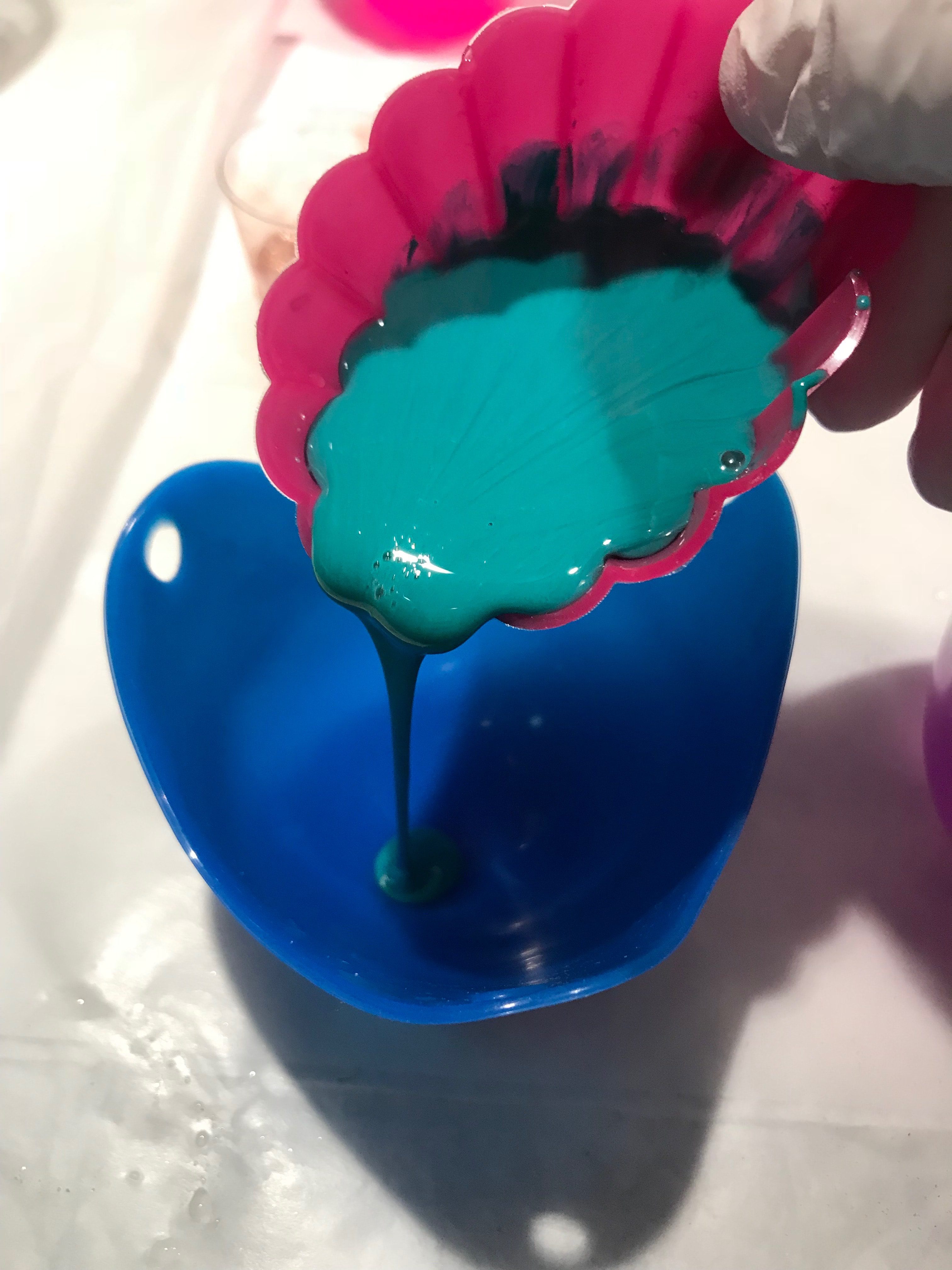 pouring resin into mold