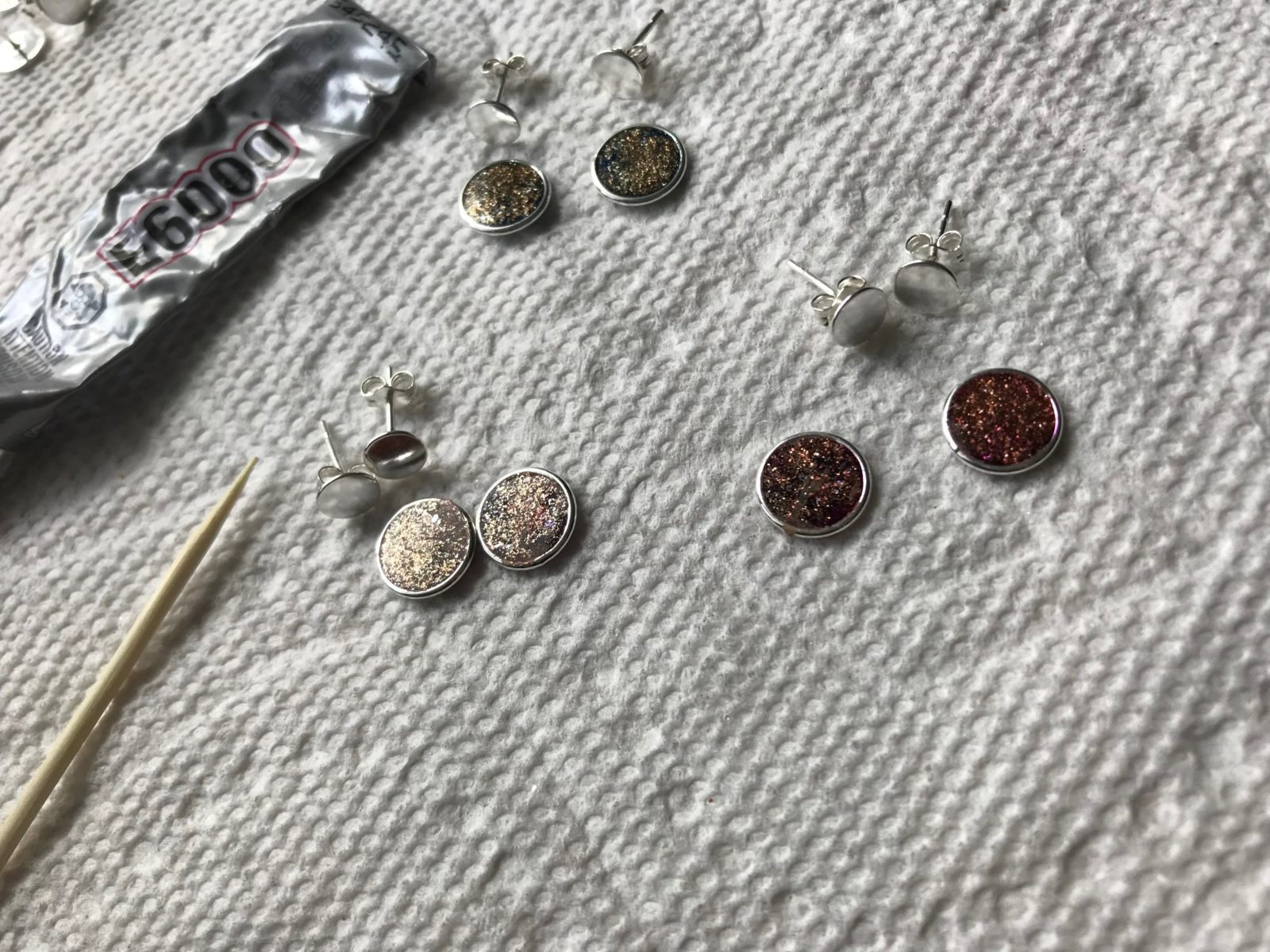 gluing posts on resin earrings