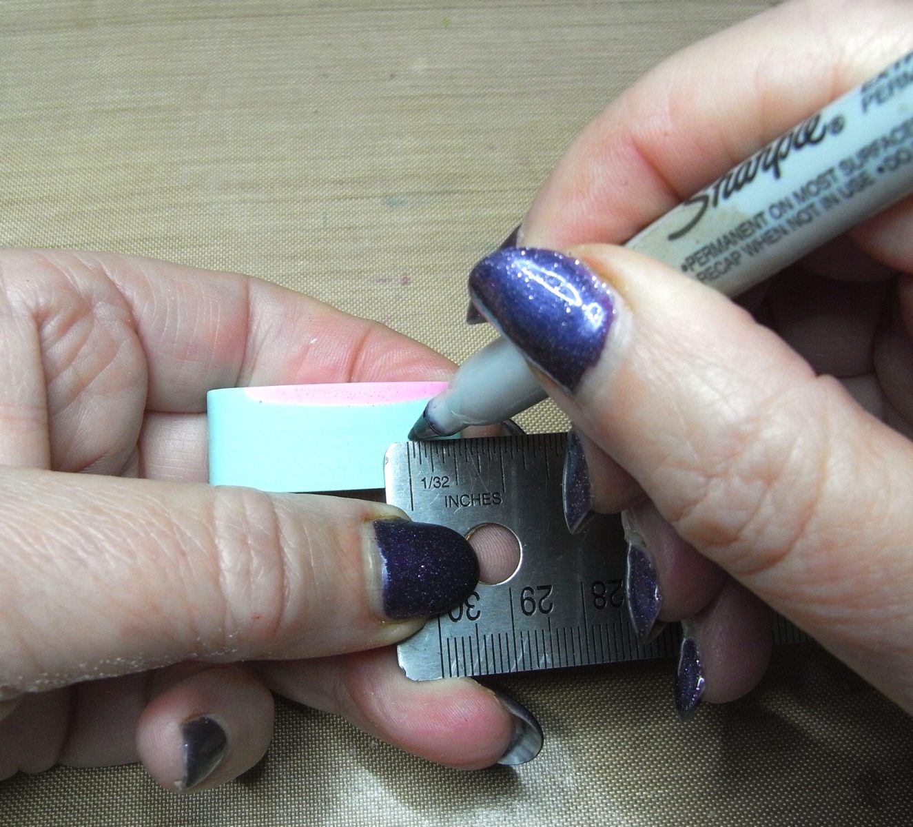 marking epoxy charms for drilling