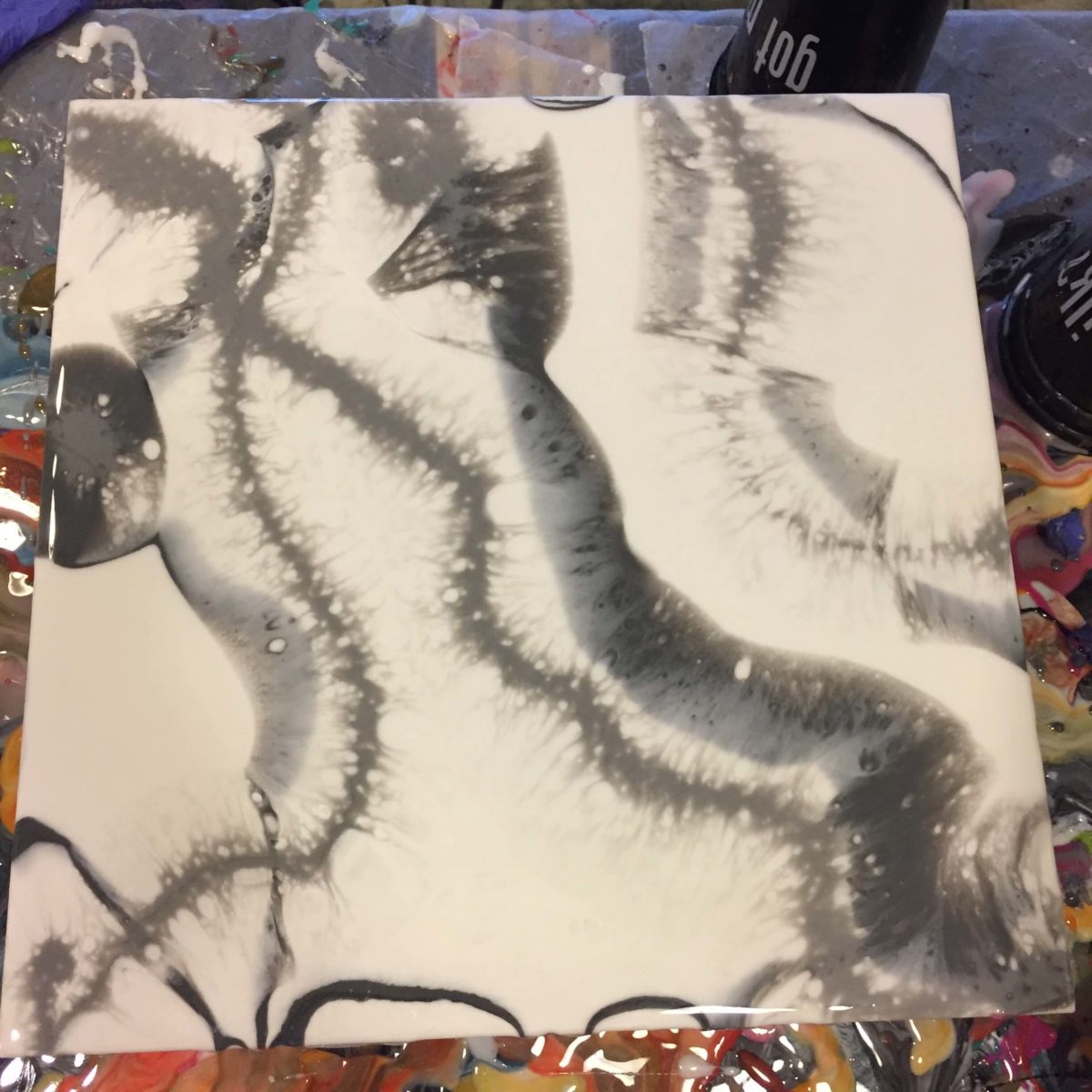 resin painting white gray silver