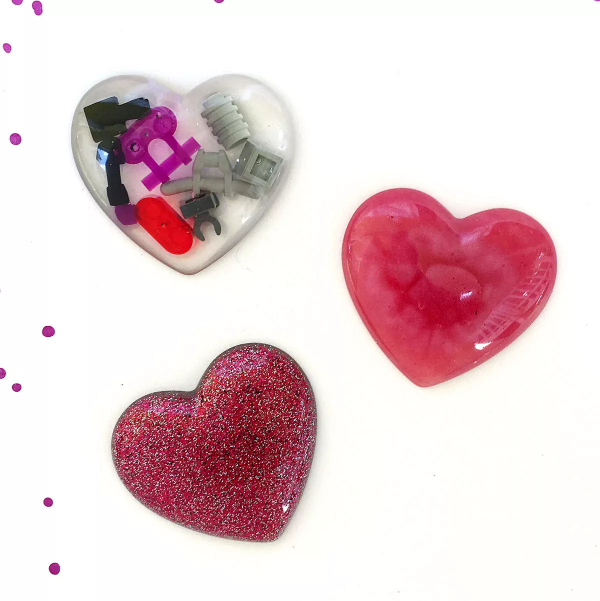 heart charms made with resin
