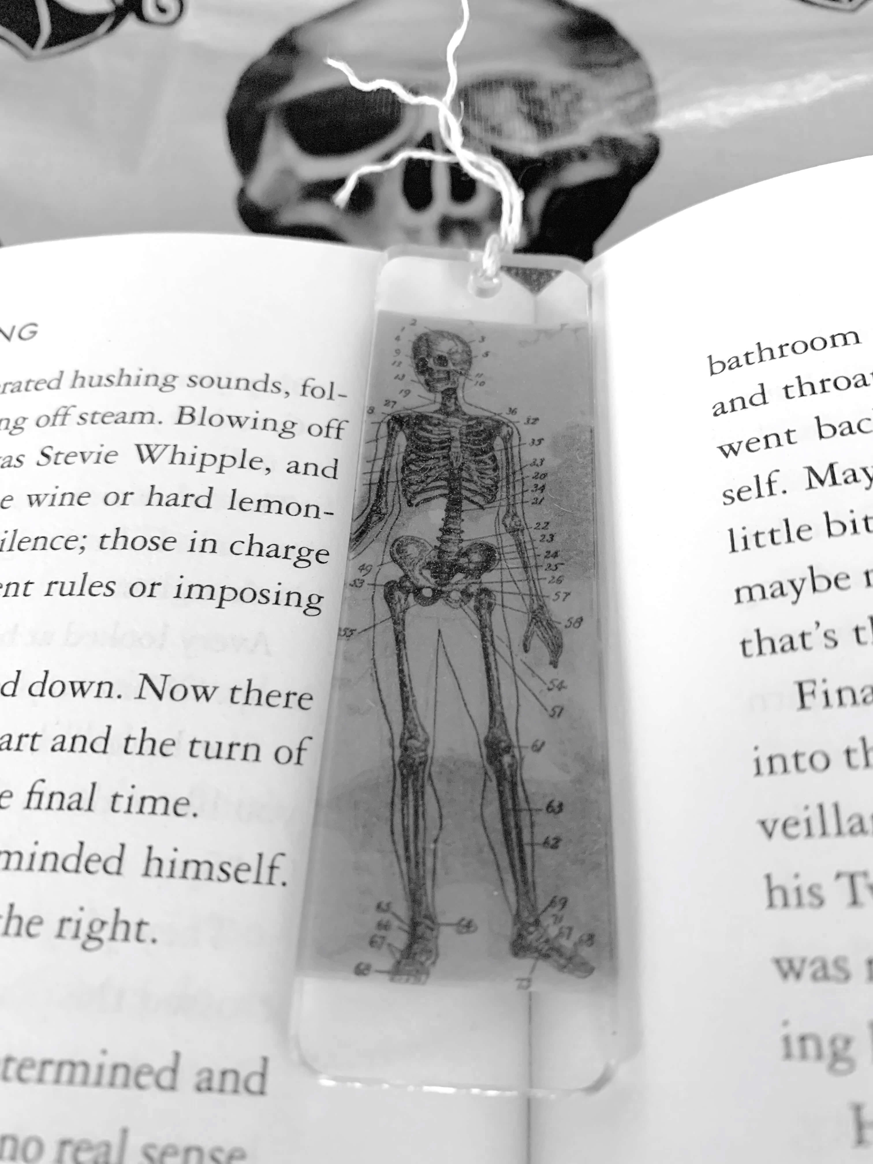 skeleton resin bookmark