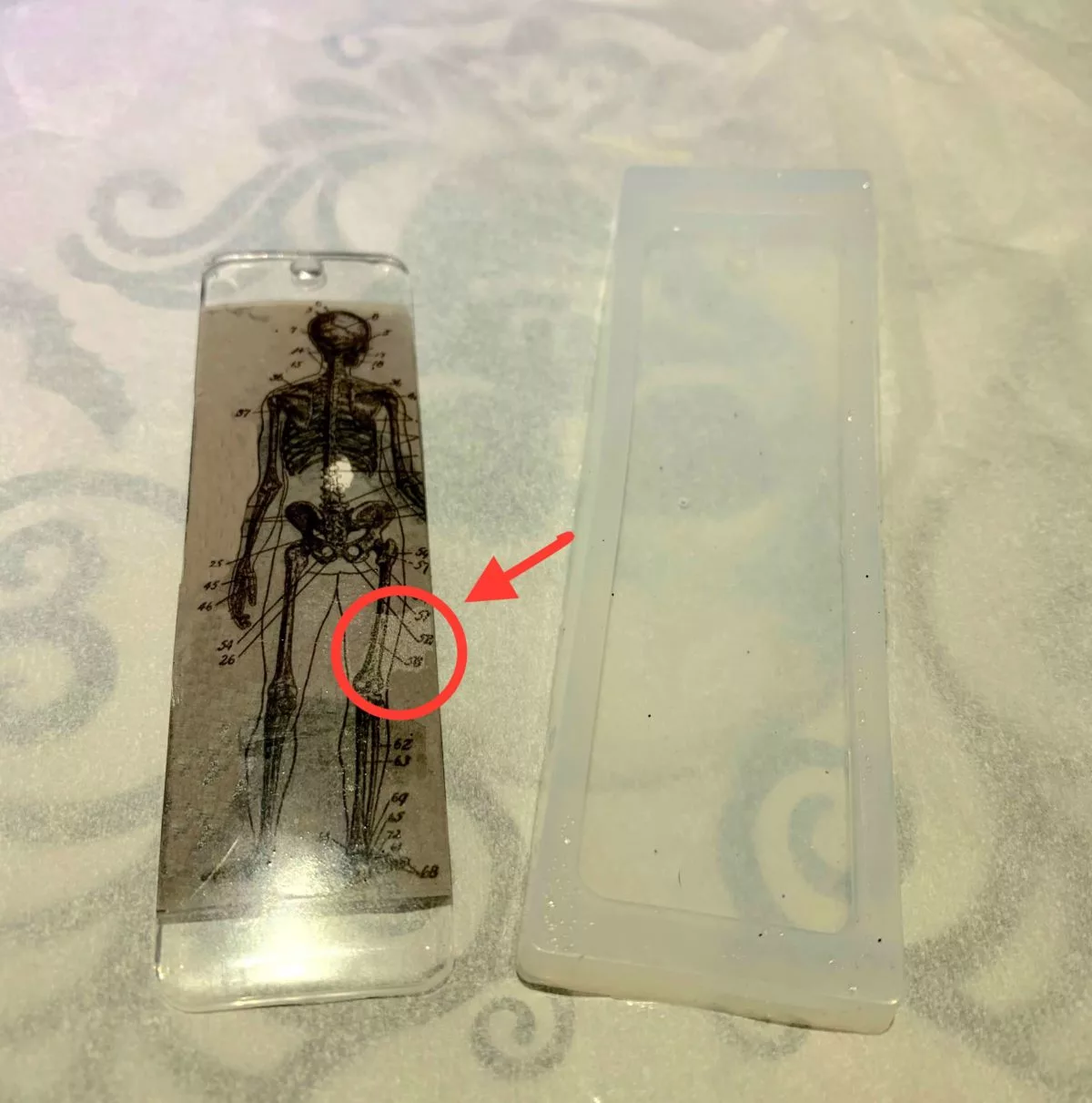 spot in resin bookmark
