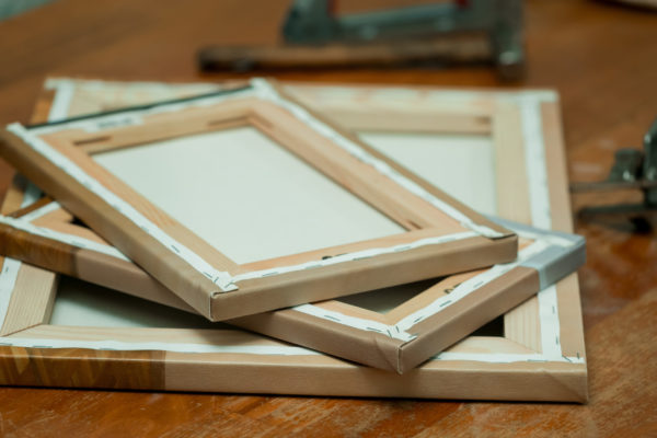 stack of canvases