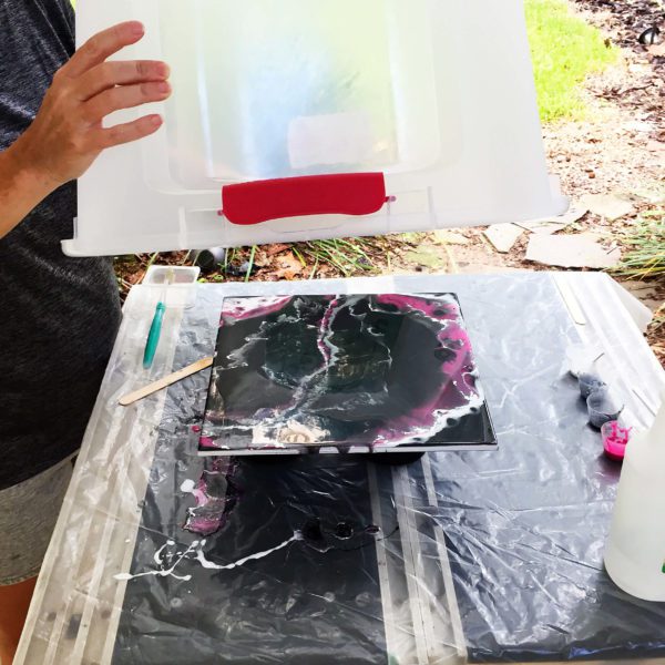 covering resin painting with a plastic dome
