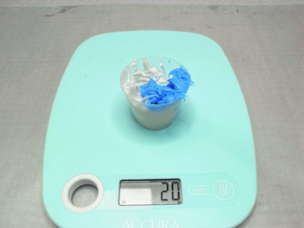 weighing silicone paste