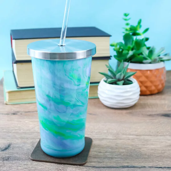 resin tumbler with books