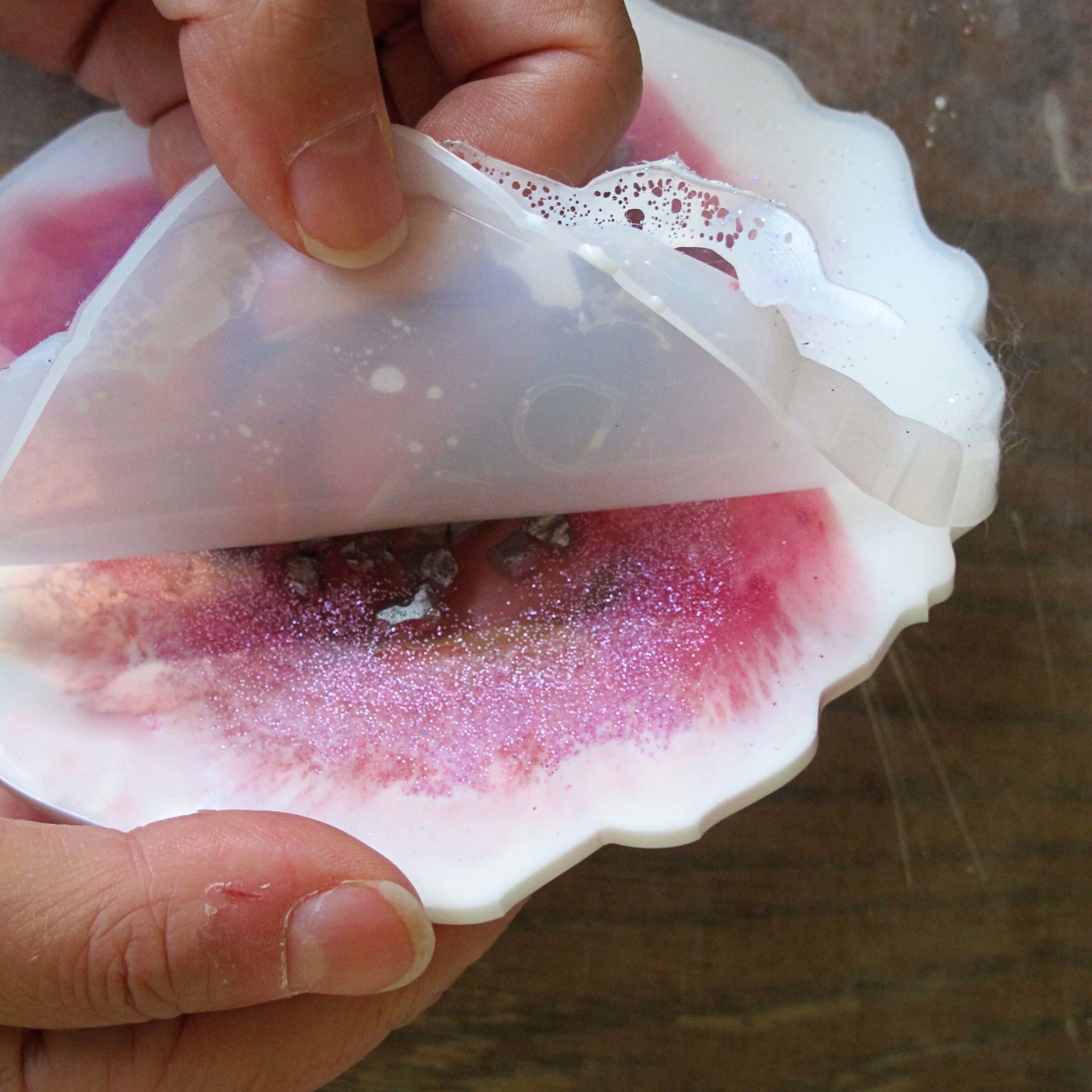 removing geode coaster from silicone mold