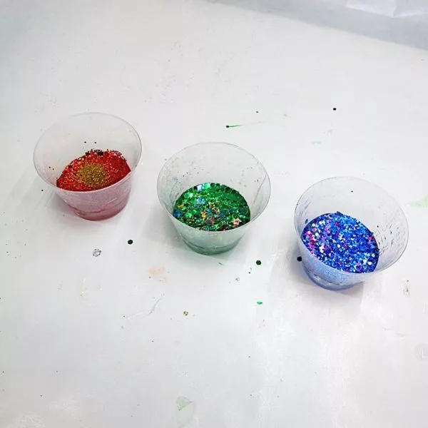 resin colored with glitter