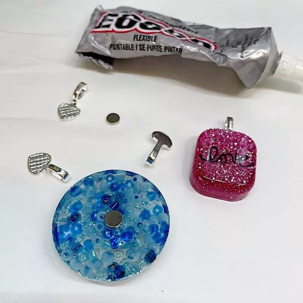 adding a magnet to a resin charm