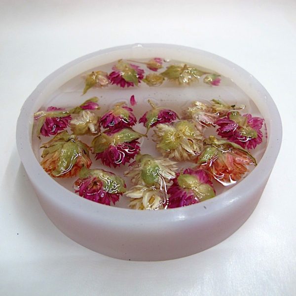 flowers in clear epoxy resin