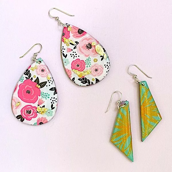 finished paper and resin earrings