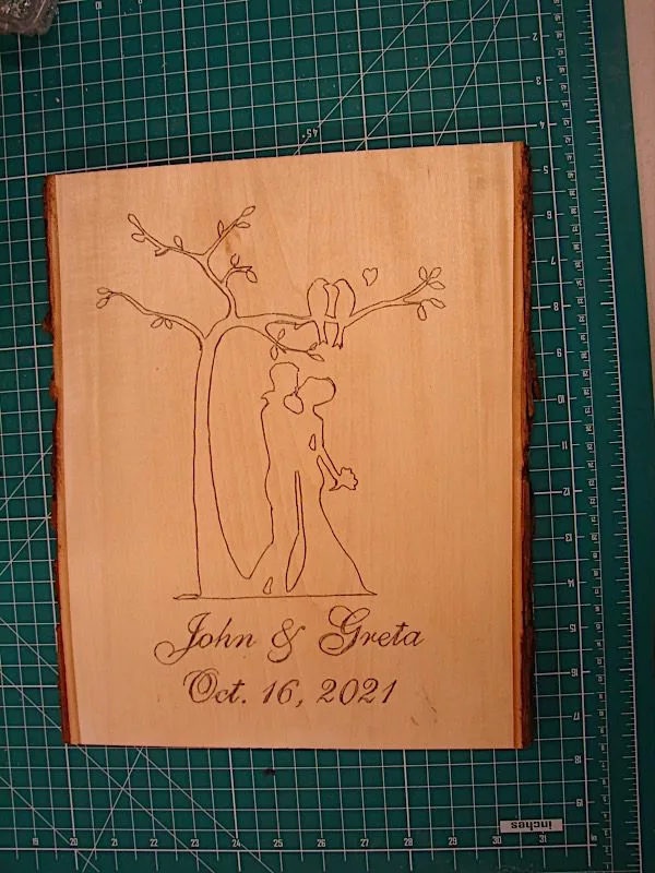 traced design on wood to get stone inlay