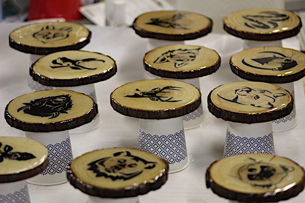 wood slices with epoxy resin coating for coasters