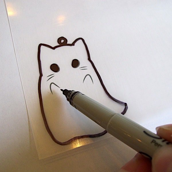 tracing design onto plastic