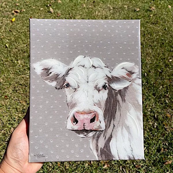 cow canvas art print with epoxy resin coating