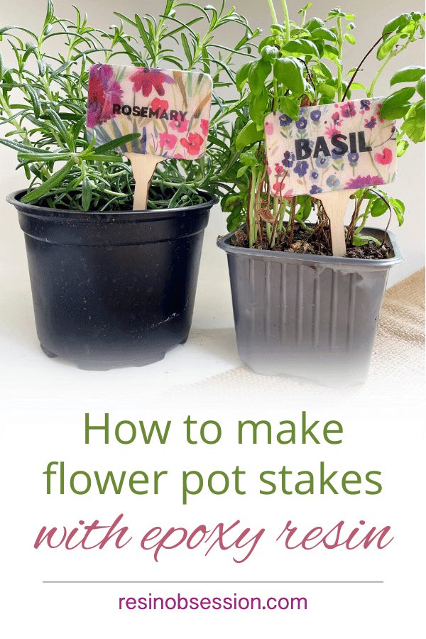 DIY flower pot stakes with epoxy resin