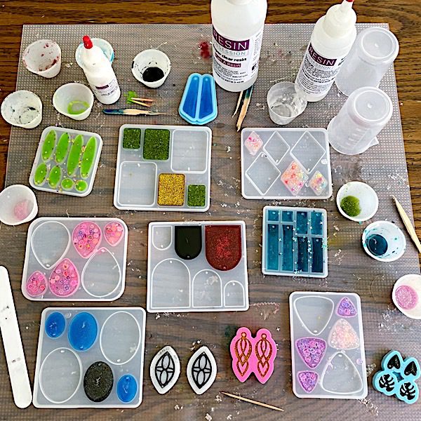 resin molds and colored layers