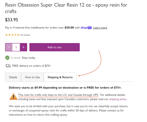 shipping and returns