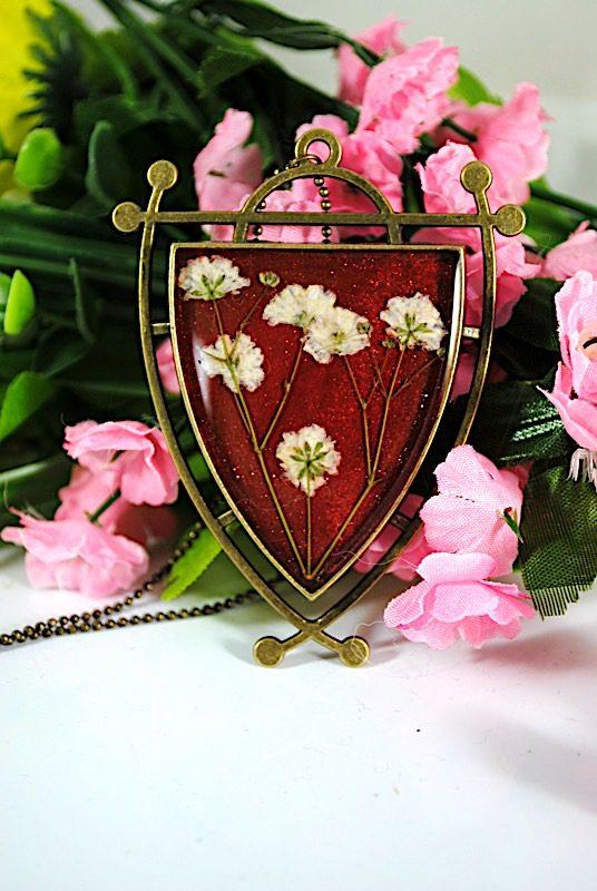 resin flower jewelry pendant