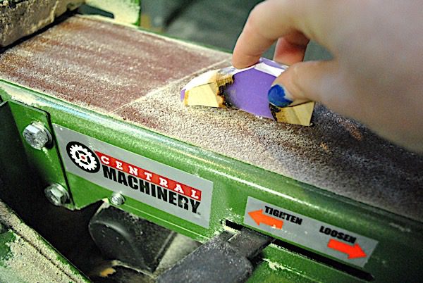 shaping resin on a belt sander