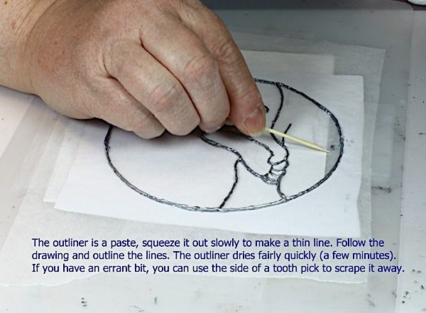 outlining design with paint
