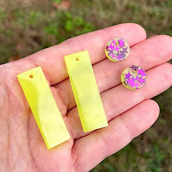 glow yellow epoxy earrings